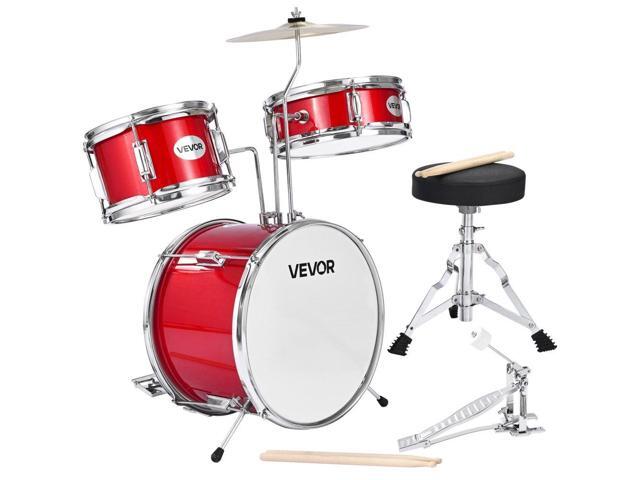 VEVOR Kids Drum Set 3-Piece Junior Musical Drum Kit with 14 in Bass Drum (Red)