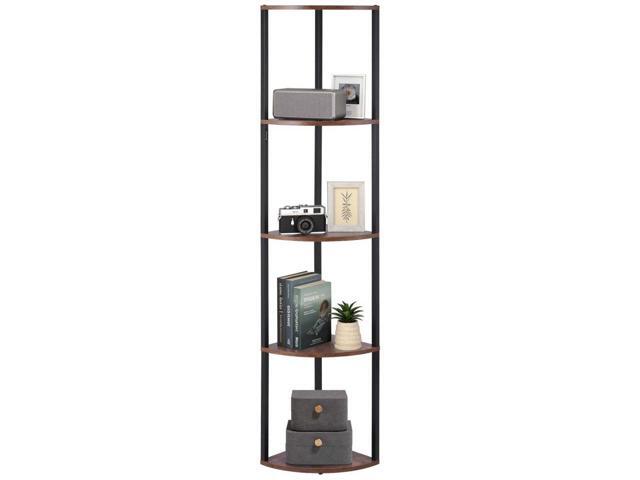 VEVOR 5 Tier Corner Shelf Tall Corner Stand with LED Light Narrow Display Rack