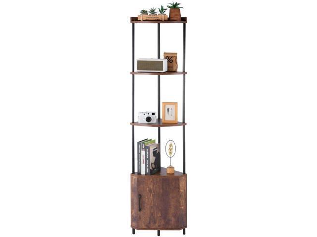 VEVOR 5 Tier Corner Shelf Tall Corner Stand with LED Light & Doors Narrow Rack
