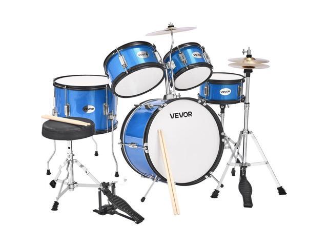 VEVOR Kids Drum Set 5-Piece Junior Musical Drum Kit with 16 in Bass Drum (Blue)