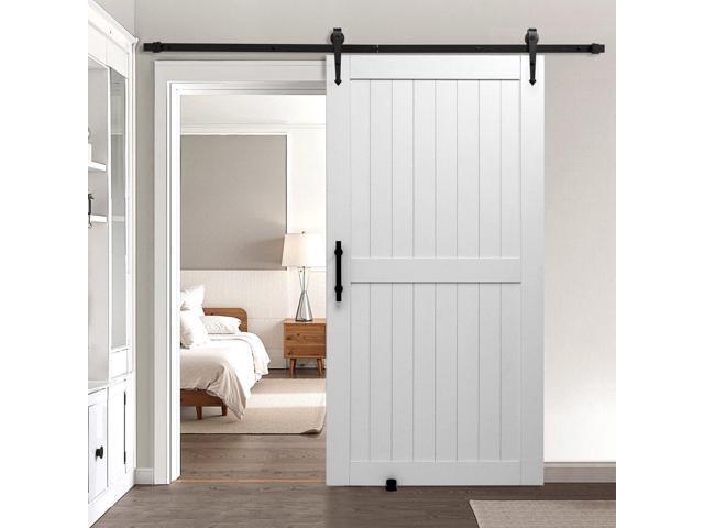 VEVOR Sliding Barn Door with Hardware Kit 42 x 84 inch MDF Panel PVC Surface