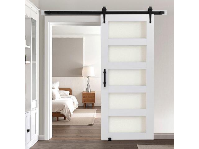 VEVOR Sliding Barn Door with Hardware Kit 36 x 84 inch MDF Panel Frosted Glass