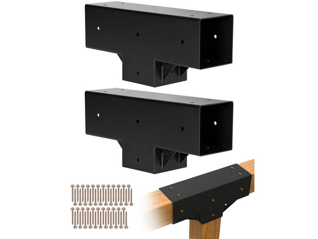 4x4 Inch Pergola Bracket Kit Inner 3.5x3.5 3-Way Woodworks DIY Post 2 pcs