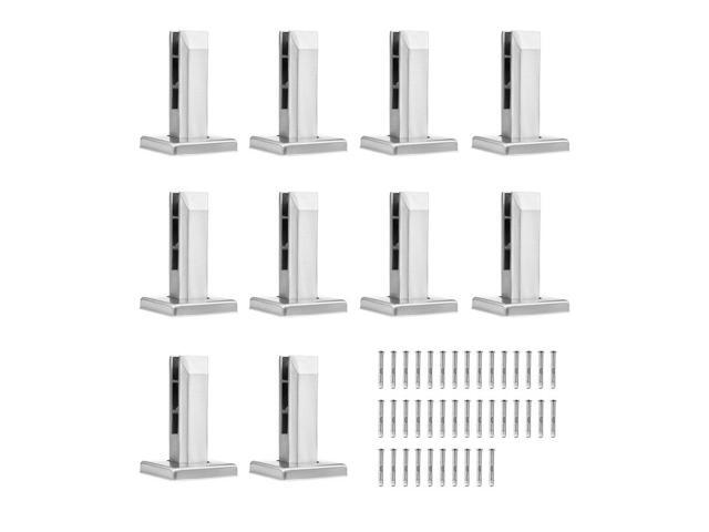 Glass Clamp, 10 PCS Square Glass Railing Bracket for 0.31 '-0.47 ' Tempered Glass, 304 Stainless Steel Glass Mounting Clamp, 0.12 Thick Glass Shelf...
