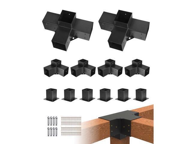 Pergola Kit, 4x4 Inch Pergola Brackets for 3.5x3.5 Inch Wood Beams in Actual Dimension, 3-Way (4 Pcs) and 4-Way (2 Pcs) Gazebo Brackets with 6 Post...