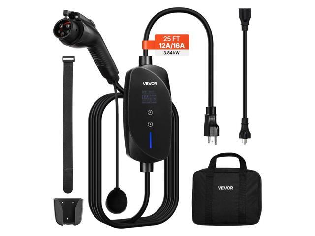 Level 1 & 2 EV Charger Portable Charger 16A Adjustable Current 120V 240V with LCD