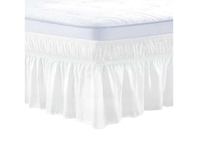 VEVOR Wrap Around Bed Skirt Dust Ruffle Queen Size 15 in Drop Adjustable Elastic