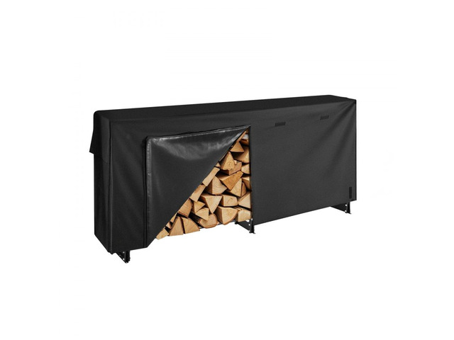 Firewood Rack with Waterproof Cover, 8 ft Outdoor Firewood Holder, 1/2 Cord Storage Metal Log Holder, 660lb Max Weight Capacity, Top Covered,...