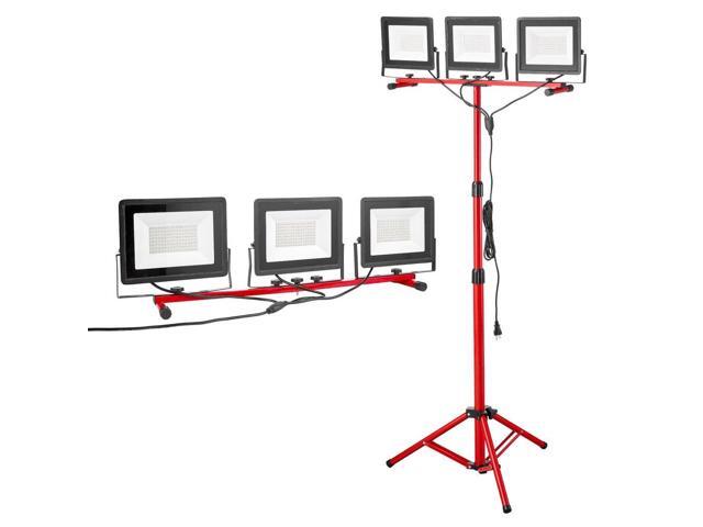 VEVOR LED Work Light with Stand Tripod Three-Head Portable Light 15000 Lumens