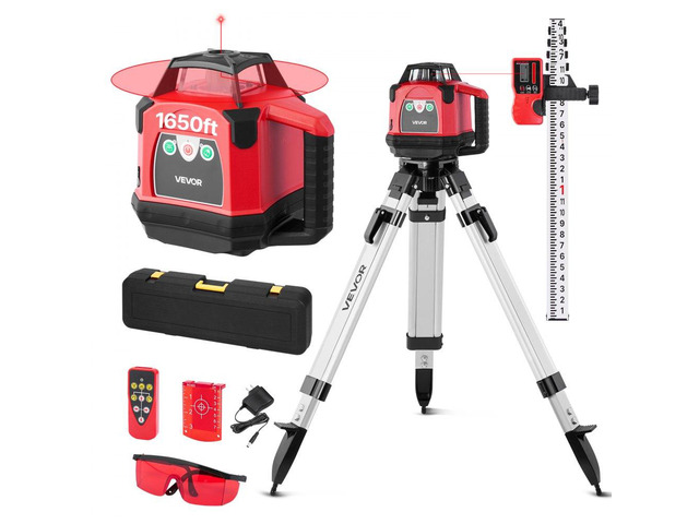 VEVOR 1650ft Rotary Laser Level Kit Self Leveling Red Line 0.06 in/100 ft