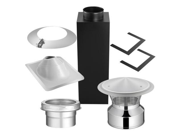 6 Inch Chimney Wall Kit with Rain Cap Flashing for 30 to 45 Degree Roof Pitch