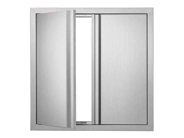 BBQ Access Door, 24W x 24H Inch Double Outdoor Kitchen Door, Stainless Steel Flush Mount Door, Wall Vertical Door with Recessed Handles, for BBQ...