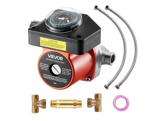 VEVOR Hot Water Recirculating Pump, with Bypass Valve, Instant Recirculation Pump Kit with Timer, Adapter, Circulation Circulator System, Stainless...