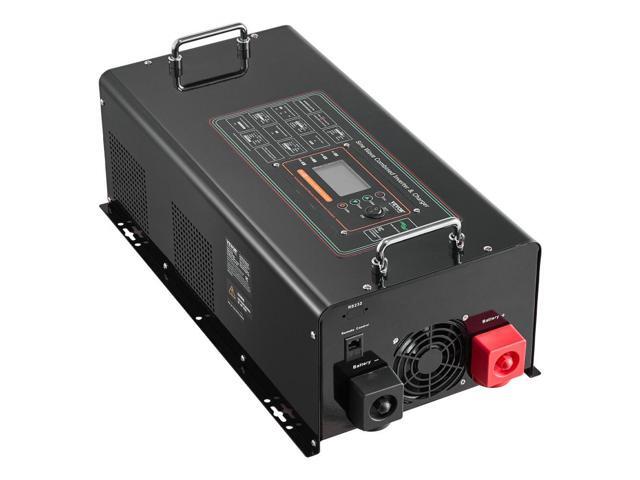 Pure Sine Wave Inverter Charger, 6000 Watt, DC 24V to AC 120V Power Inverter with LCD Display, Remote Control, Solar Inverter for Off-Grid Solar RV...