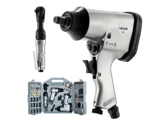 VEVOR 50 Pieces Pro Air Tool and Accessories Kit - 1/2' Air Impact Wrench, 3/8' Ratchet Wrench, 4500BPM Hammer, Blow Gun & Full Accessories for...