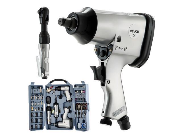 VEVOR 71 Pieces Pro Air Tool and Accessories Kit - 1/2' Air Impact Wrench, 3/8' Ratchet Wrench, 1/2' Die Grinder, 4500BPM Hammer, Blow Gun for Auto...