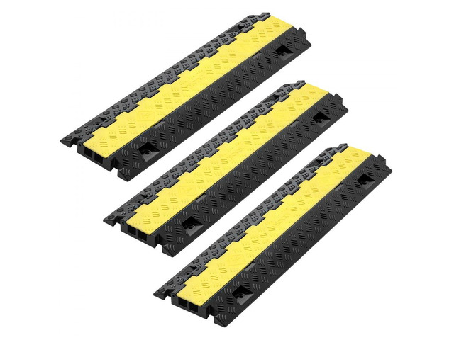 Cable Protector Ramp, 22,000 lbs/axle Capacity, 2 Channel Heavy Duty TPU Cord Hose Wire Cover, 1.2 x 1.1 in Channel, Traffic Speed Bump with...