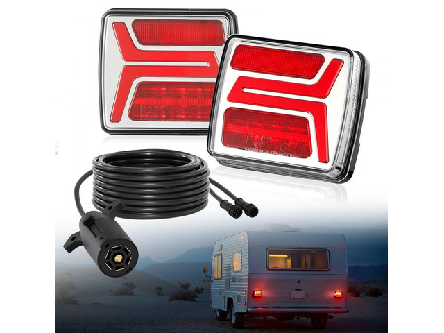 VEVOR Trailer Lights, 2PCS 12V Square Magnetic LED Trailer Tail Lights Kit with Stop Brake Turn Tail License Lamp, Waterproof Tow Lighting Kit with...