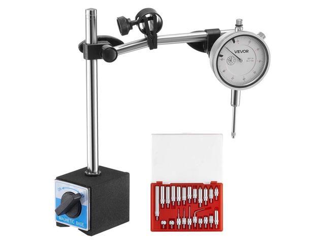 VEVOR Dial Test Indicator with Dual Rod Stand and Storage Case, 0.001 inch Accuracy, 0-1 inch Range, Fine Adjustable Long Arm, Non-Magnetic...