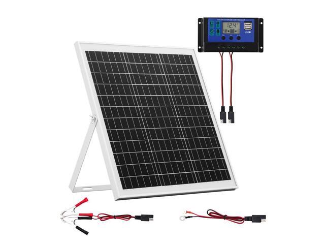 VEVOR 20W 12V Solar Panel Battery Charger, Solar Battery Trickle Charger Maintainer with Intelligent MPPT Controller & Adjustable Mount Bracket,...