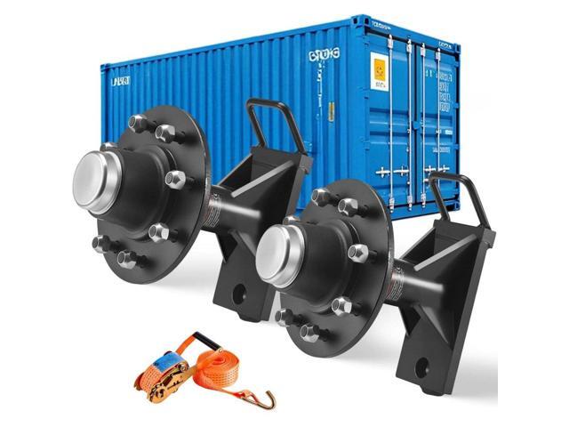 Shipping Container Wheels 8-Lug Wheels Kit, Heavy Duty Shipping Container Axle with Ratchet Tie Down-Moves 20 ft - 40 ft, Secure Transport for...