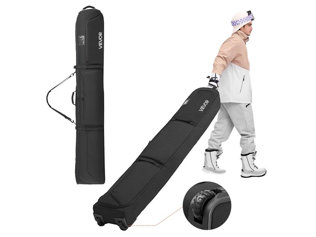 Ski Roller Bag, Up to 74.8 in/190 cm, Padded Snowboard Bag with Wheels for Air Travel, 600D Waterproof Oxford Fabric, with Adjustable Straps, for...