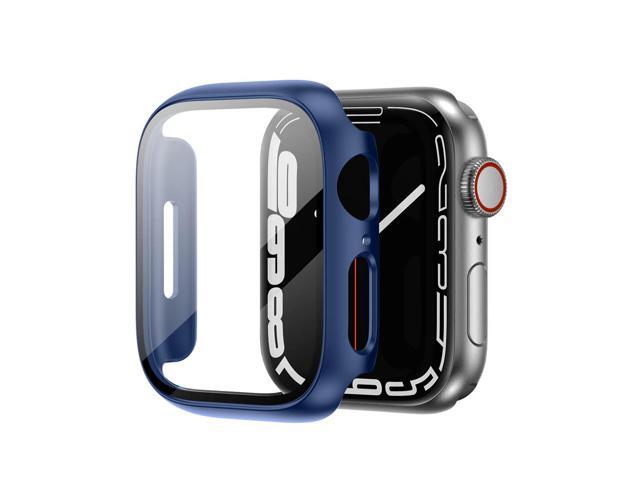Full Cover tempered glass screen protector with pc case for Apple Watch 45 mm In Navy