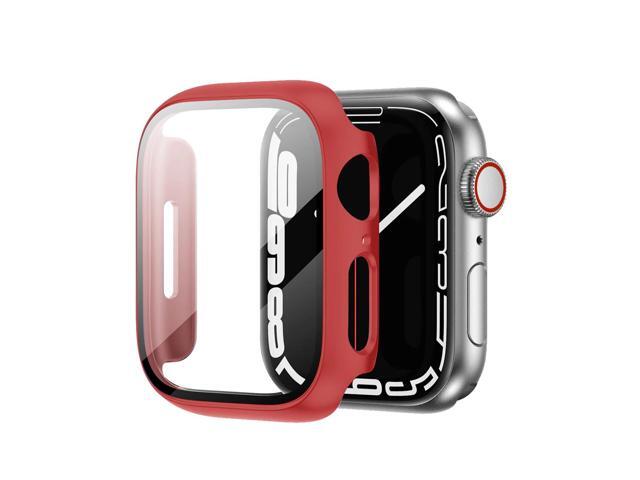 Full Cover tempered glass screen protector with pc case for Apple Watch 41 mm In Red