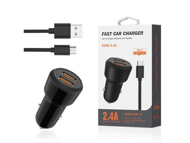 Reiko Micro Portable Car Charger With Built In 3 Ft Cable In Black