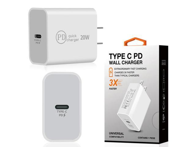 20W Power Delivery Travel Wall Charger Adapter with Type-C Port In White