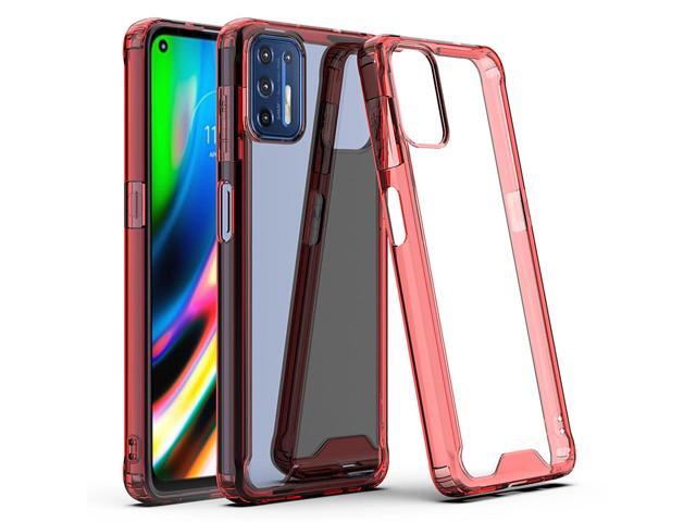 Moto G9 Plus High quality TPU Bumper and Clarity PC Case In Red