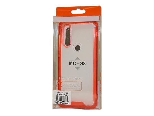 Reiko MOTOROLA G8 High quality Tpu Bumper and Clarity PC Case In Red