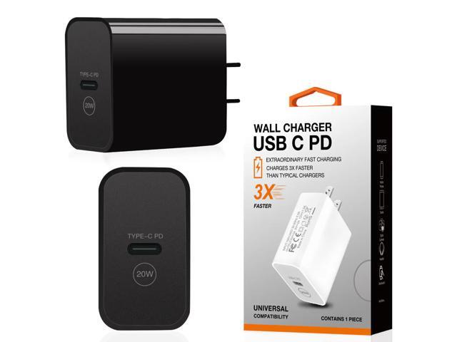 20W Power Delivery Travel Wall Charger Adapter with Type-C Port In Black