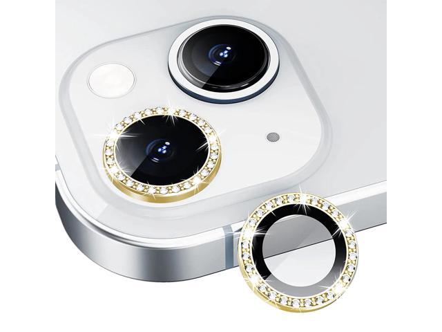 Diamond Camera Lens Protector, Diamond Tempered Glass Camera Cover Screen Protector for iPhone 14 / iPhone 14 Plus In Gold