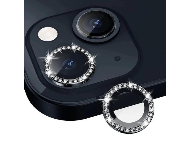 Diamond Camera Lens Protector, Diamond Tempered Glass Camera Cover Screen Protector for iPhone 14 / iPhone 14 Plus In Black
