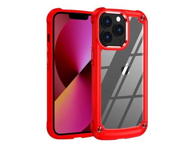 High Quality Clean PC,TPU and Metal Bumper Case For iPhone 13 PRO In Red