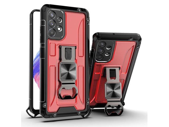 Kickstand Ring Holder/Bottle Opener with Magnetic Car Mount for Samsung Galaxy A53 5G In Red