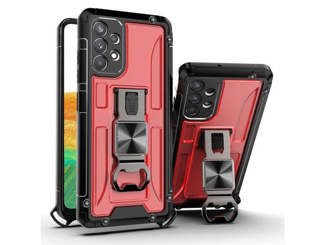 Kickstand Ring Holder/Bottle Opener with Magnetic Car Mount for Samsung Galaxy A33 5G In Red