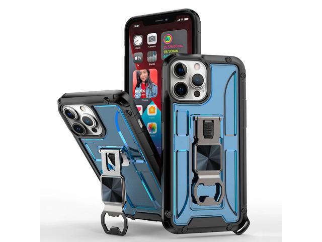 Kickstand Ring Holder/Bottle Opener with Magnetic Car Mount for APPLE IPHONE 13 Pro In Blue
