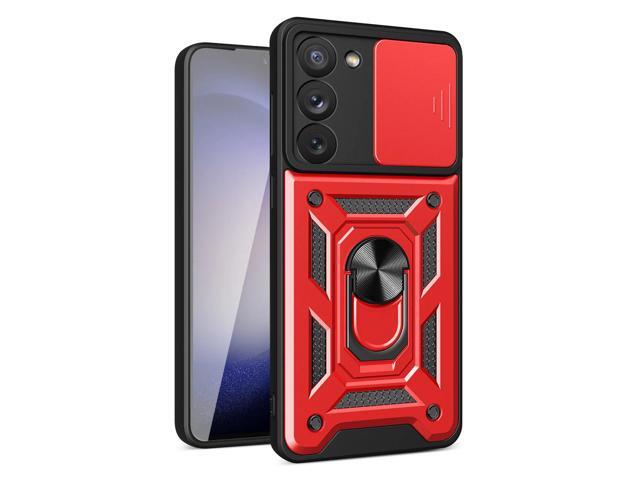 Kickstand Ring Holder with Slide Camera Cover TPU Magnetic Car Mount for GALAXY S23 In Red