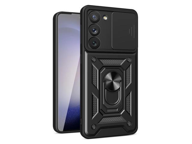 Kickstand Ring Holder with Slide Camera Cover TPU Magnetic Car Mount for GALAXY S23 PLUS In Black