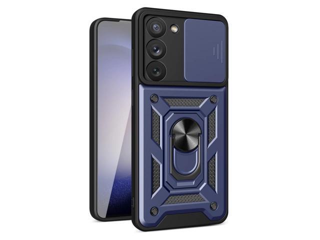 Kickstand Ring Holder with Slide Camera Cover TPU Magnetic Car Mount for GALAXY S23 PLUS In Blue