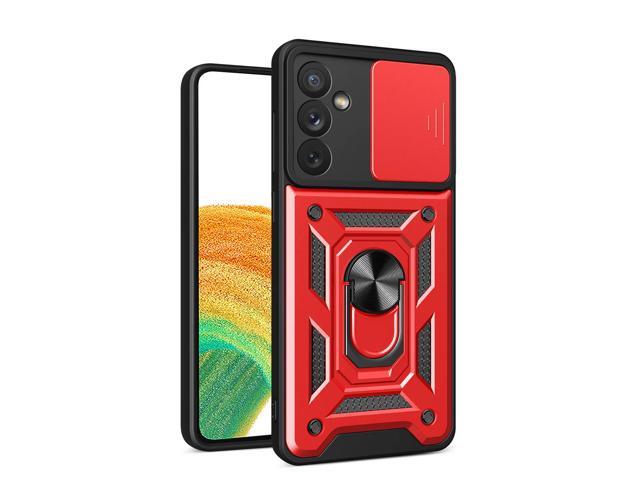 Kickstand Ring Holder with Slide Camera Cover TPU Magnetic Car Mount for GALAXY A34 5G In Red