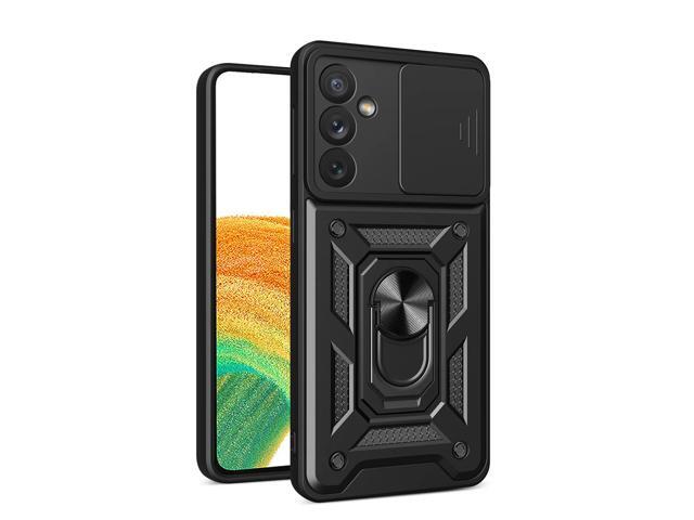 Kickstand Ring Holder with Slide Camera Cover TPU Magnetic Car Mount for GALAXY A34 5G In Black