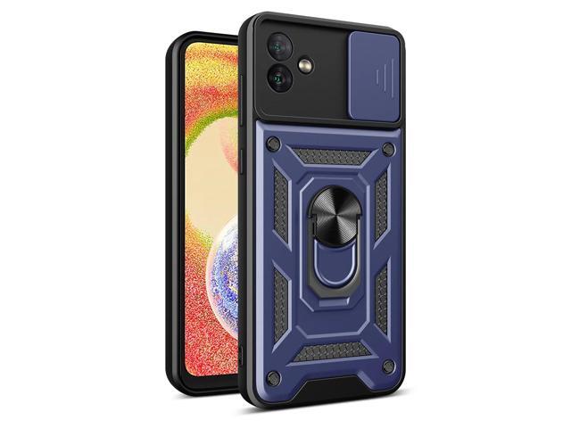 Kickstand Ring Holder with Slide Camera Cover TPU Magnetic Car Mount for GALAXY A04 In Blue