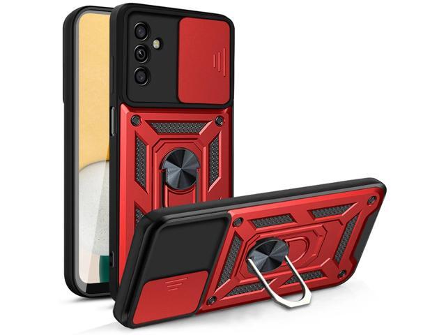 Kickstand Ring Holder with Slide Camera Cover TPU Magnetic Car Mount for GALAXY A13 5G/A04S In Red