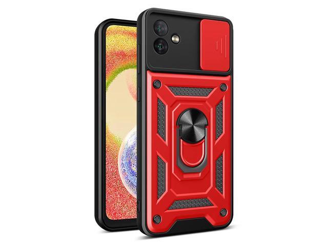 Kickstand Ring Holder with Slide Camera Cover TPU Magnetic Car Mount for GALAXY A04 In Red