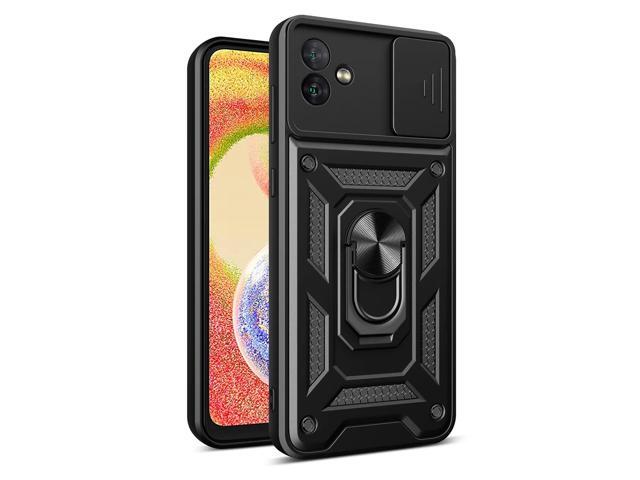 Kickstand Ring Holder with Slide Camera Cover TPU Magnetic Car Mount for GALAXY A04 In Black