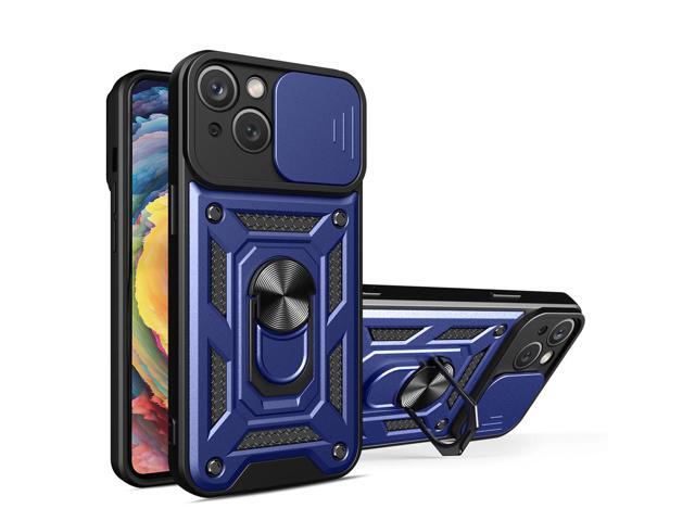 Kickstand Ring Holder with Slide Camera Cover TPU Magnetic Car Mount for APPLE IPHONE 14 In Blue