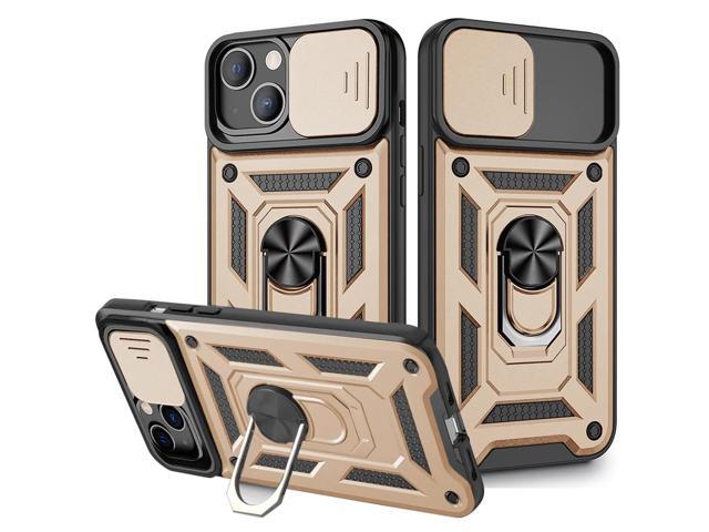 Kickstand Ring Holder with Slide Camera Cover TPU Magnetic Car Mount for APPLE IPHONE 13 In Gold